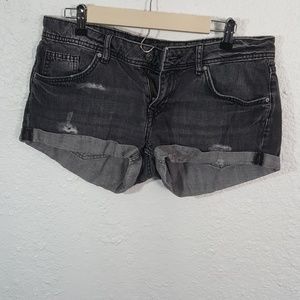 H & M Black Distressed Jean Shorts